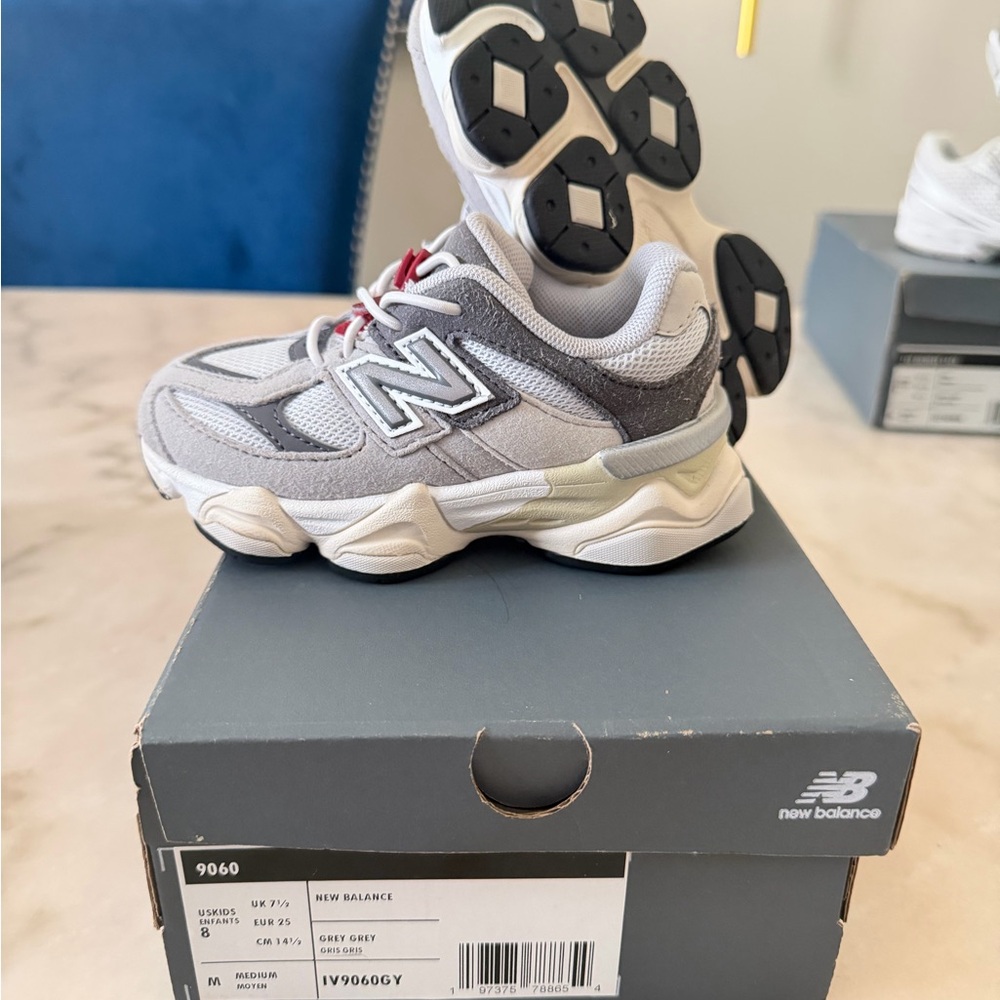 New Balance Kids Grey and White 9060 Style Sneakers